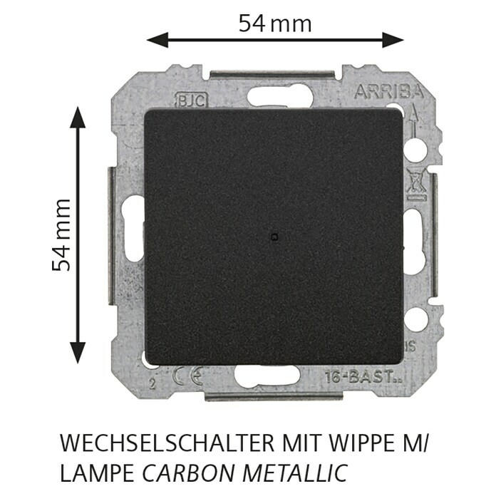 Siemens DELTA Mega Kontrollschalter SIE039444 (Carbon Metallic, Glänzend, 10 A, Unterputz) | BAUHAUS