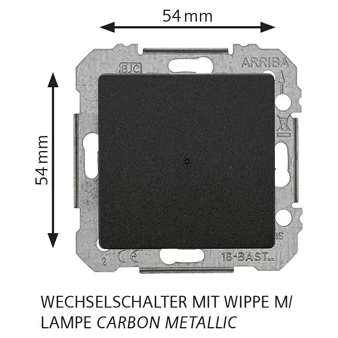 Siemens DELTA Mega Kontrollschalter SIE039444 - Carbon Metallic, Glänzend, Unterputzmontage, 10 A - Skizze