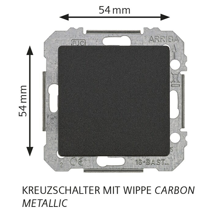 Siemens DELTA Mega Kreuzschalter SIE039468 (Carbon Metallic, Glänzend, 10 A, Unterputz) | BAUHAUS