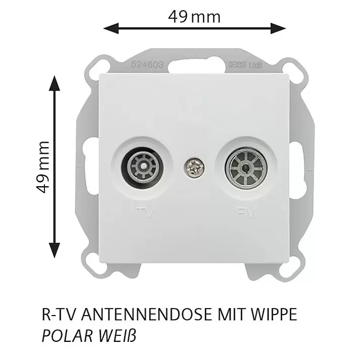 Siemens DELTA Viva Antennendose SIE039734 - Polar Weiß, Glänzend, Kunststoff, Unterputzmontage - Weiße R-TV Antennendose (49x49mm) mit TV- und FM-Anschlüssen.