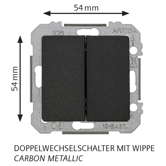 Siemens DELTA Mega Doppelwechselschalter SIE039437 (Carbon Metallic, Unterputz, Kunststoff, 10 A) | BAUHAUS