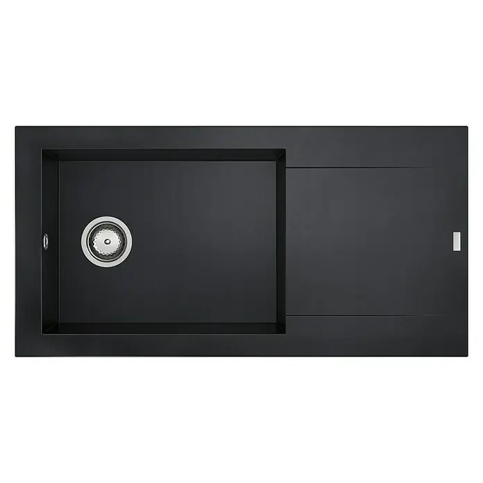 Carea Einbauspüle Dukkah - 98 x 50 cm, Schwarz, Material Spüle: CAREAlith® - Elegantes schwarzes Spülbecken mit Abtropffläche, ideal für moderne Küchen. Das Becken besticht durch seine schlichte Ästhetik und Funktionalität.