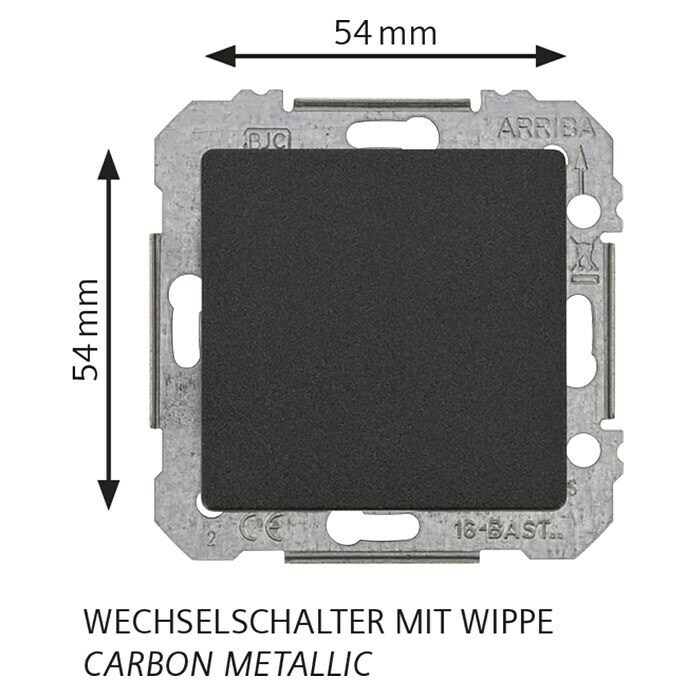 Siemens DELTA Mega Wechselschalter SIE039420 (Carbon Metallic, Glänzend, 10 A, Unterputz) | BAUHAUS