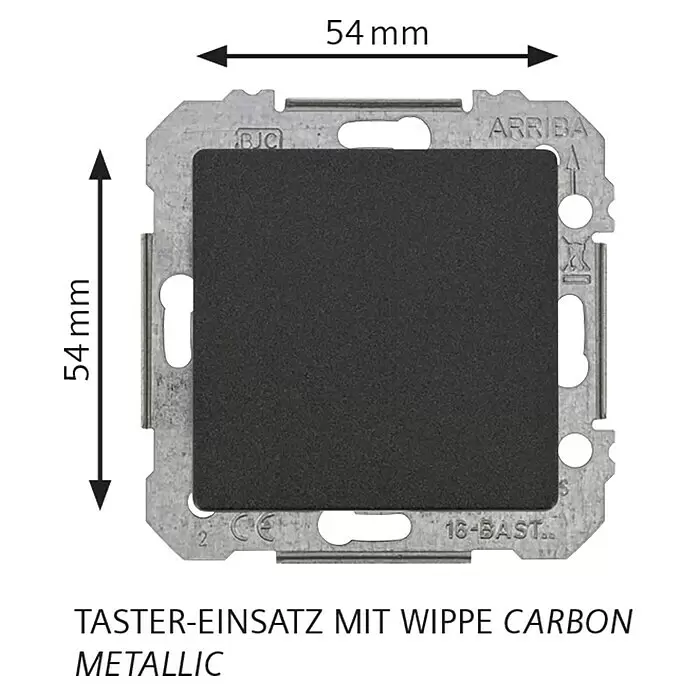 Siemens DELTA Mega Taster SIE039451 - Carbon Metallic, Glänzend, Unterputzmontage, 10 A - Dunkelgrauer Wipptaster-Einsatz aus Carbon Metallic, 54x54mm.