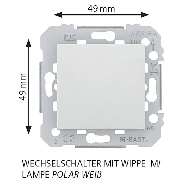 Siemens DELTA Viva Kontrollschalter SIE039642 - Polar Weiß, Glänzend, Unterputzmontage, 10 A - Skizze