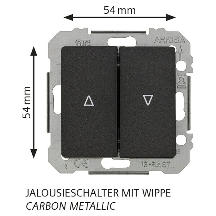 Siemens DELTA Mega Jalousieschalter SIE039529 (Carbon Metallic, Glänzend, 10 A, Unterputz) | BAUHAUS