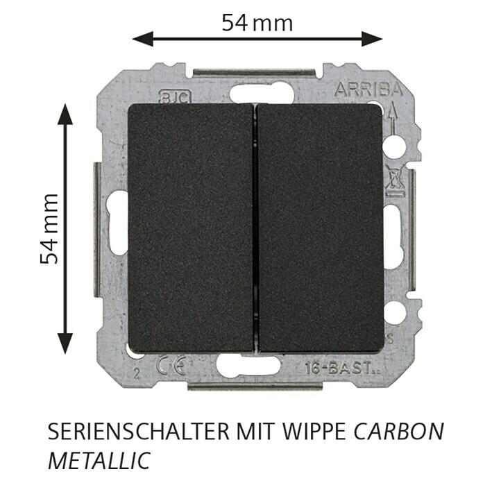 Siemens DELTA Mega Serienschalter SIE039413 (Carbon Metallic, Glänzend, 10 A, Unterputz) | BAUHAUS