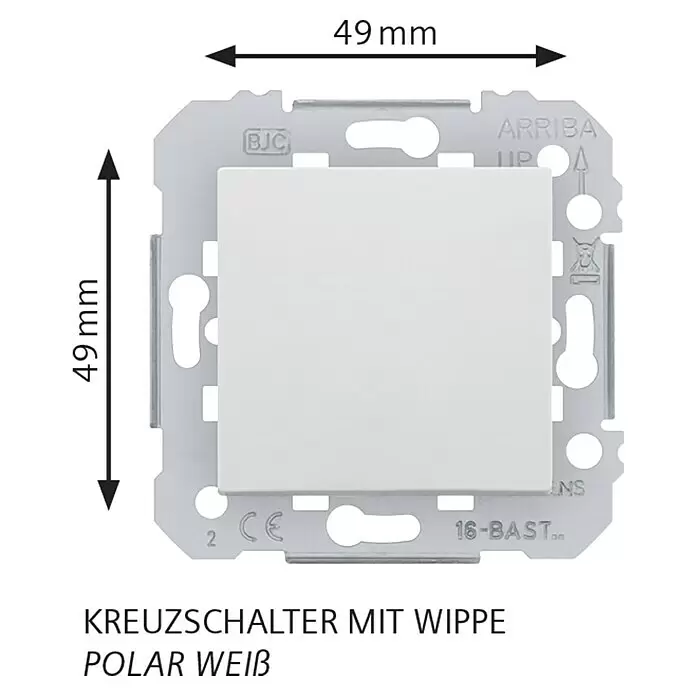 Siemens DELTA Viva Kreuzschalter SIE039666 - Polar Weiß, Glänzend, Unterputzmontage, 10 A - Polarweißer Kreuzschalter mit Wippe.