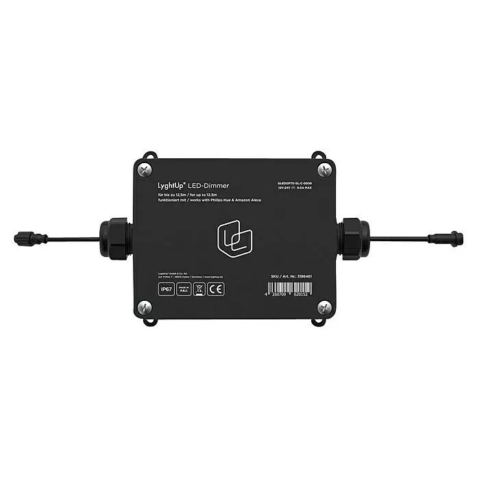 LyghtUp LED-Dimmer - Schwarz, Kunststoff, Passend für: LyghtUp Zaunbeleuchtung - Schwarzer LyghtUp LED-Dimmer zur intelligenten Steuerung von LED-Streifen, IP67 wasserdicht.