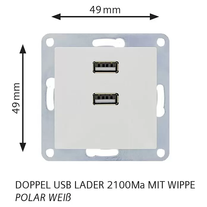 Siemens DELTA Viva Steckdosen-USB-Einsatz SIE039703 - Polar Weiß, Glänzend, Unterputzmontage - Skizze