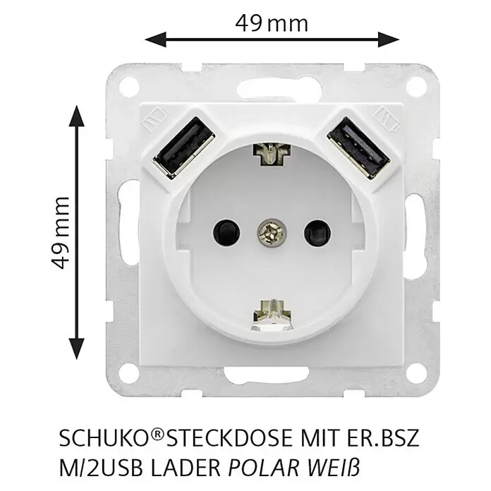 Siemens DELTA Viva USB-Steckdose SIE039697 - Polar Weiß, Glänzend, Kunststoff, Unterputzmontage - Skizze