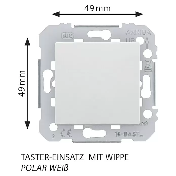 Siemens DELTA Viva Taster SIE039659 - Polar Weiß, Glänzend, Unterputzmontage, 10 A - Polarweißer Taster-Einsatz mit Wippe und Metallrahmen.