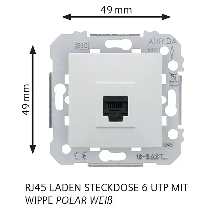 Siemens DELTA Viva UAE-Datendose SIE039710 - Polar Weiß, Glänzend, Unterputzmontage - Weiße RJ45 Cat 6 UTP Netzwerksteckdose mit Wippe, 49x49mm.