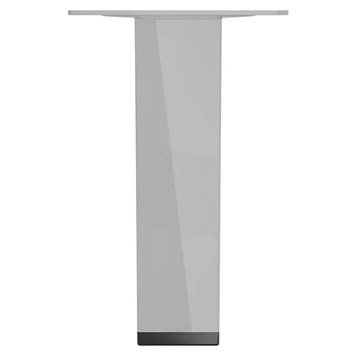 Walteco Möbelfuß - L x B x H: 25 x 2,5 x 10 cm, Traglast: 50 kg, Stahl, Grau, Glänzend - Nahaufnahme eines modernen, rechteckigen grauen Tischfußes, der sich perfekt für zeitgenössische Innenräume eignet.