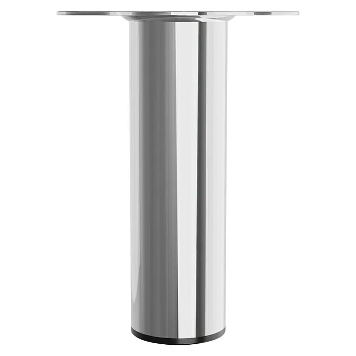 Walteco Möbelfuß - L x B x H: 6 x 6 x 20 cm, Ø x H: 6 x 20 cm, Traglast: 75 kg, Stahl, Silber - Chromfarbenes, zylindrisches Tischbein mit Befestigungsplatte für Möbel. Hochwertige Verarbeitung für stabile Tische.