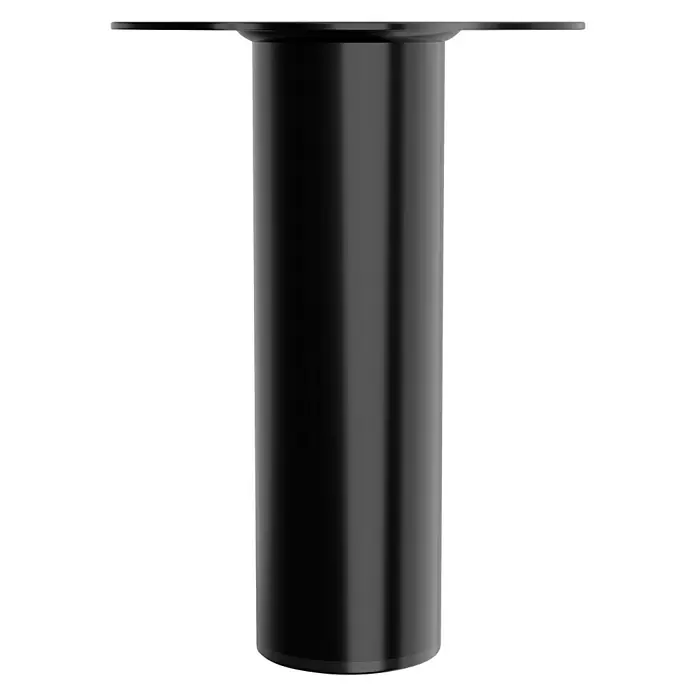 Walteco Möbelfuß - L x B x H: 6 x 6 x 40 cm, Ø x H: 6 x 40 cm, Traglast: 75 kg, Stahl, Schwarz - Schwarzes, zylindrisches Tischbein mit flacher, runder Montageplatte. Modernes Design für Möbel.