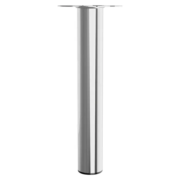 Walteco Möbelfuß - L x B x H: 6 x 6 x 40 cm, Ø x H: 6 x 40 cm, Traglast: 75 kg, Stahl, Silber - Chromfarbenes Tischbein aus Metall mit Befestigungsplatte oben. Das schlichte Design macht es zu einer vielseitigen Wahl für Möbelprojekte.