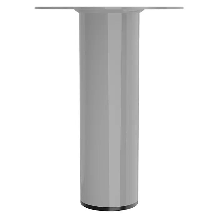 Walteco Möbelfuß - L x B x H: 6 x 6 x 20 cm, Ø x H: 6 x 20 cm, Traglast: 75 kg, Stahl, Grau - Nahaufnahme eines modernen, grauen Möbelbeins mit einer breiten Basis zur Befestigung und einem schlanken, zylindrischen Design.
