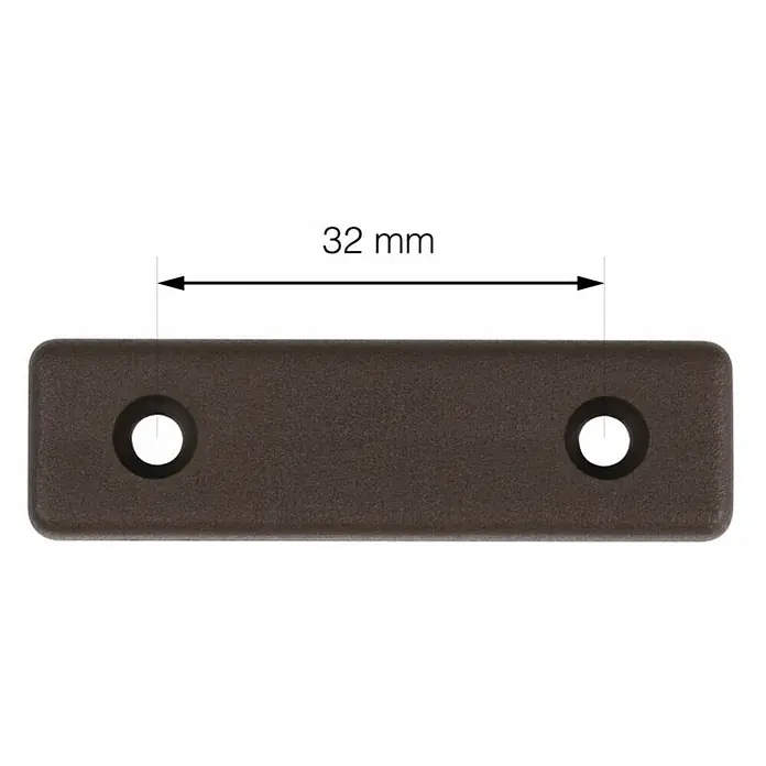 Walteco Möbelgleiter - Braun, 8 Stk., 5 x 1,4 x 0,5 cm, Schrauben - Braune Kunststoffplatte mit zwei Löchern, Abstand 32 mm, ideal für Möbelverbindungen oder Befestigungen.