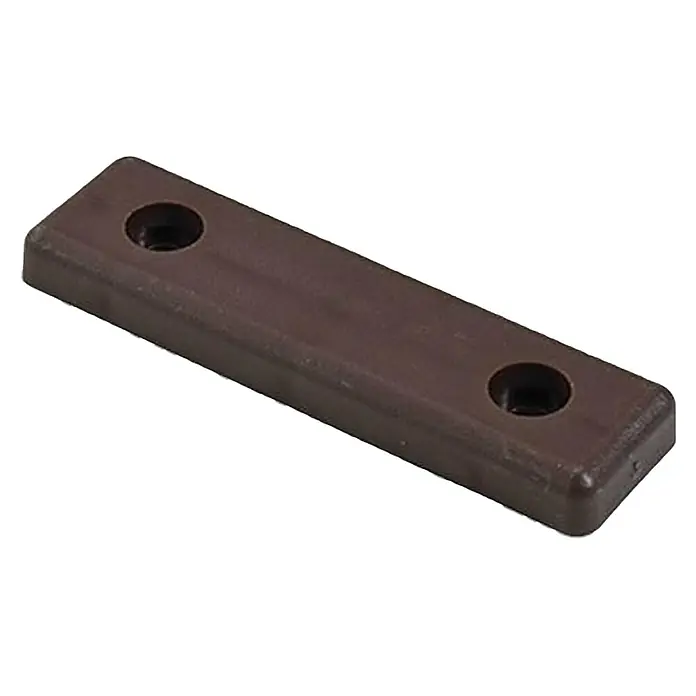 Walteco Möbelgleiter - Braun, 8 Stk., 5 x 1,4 x 0,5 cm, Schrauben - Braune Kunststoffplatte mit zwei Löchern zur Befestigung. Ein praktisches Zubehör für verschiedene Anwendungen, das Stabilität bietet.