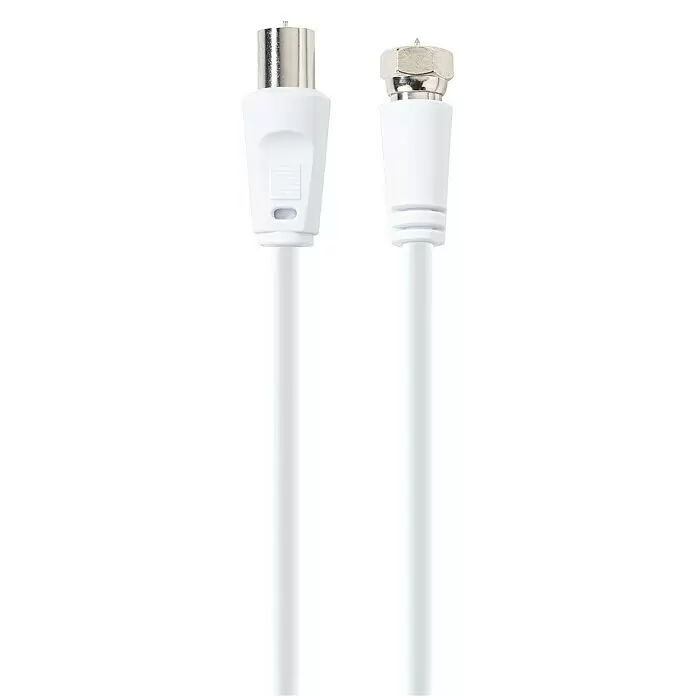 SCHWAIGER SAT/Antennen Kabel, 5m, Weiß, F-Stecker Auf IEC Buchse – 90 DB Schirmung, Für HDTV & Digitalen Empfang