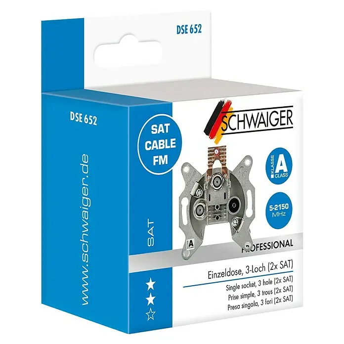Schwaiger SAT-Antennendose TWIN Stichleitungsdose - 3-fach, 2 dB - Einzelne 3-Loch SAT-Antennendose von Schwaiger.