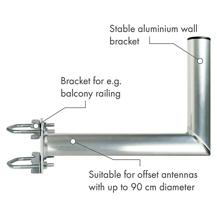 Schwaiger Mast-Balkonausleger (30 cm Wandabstand, Aluminium, Silber)