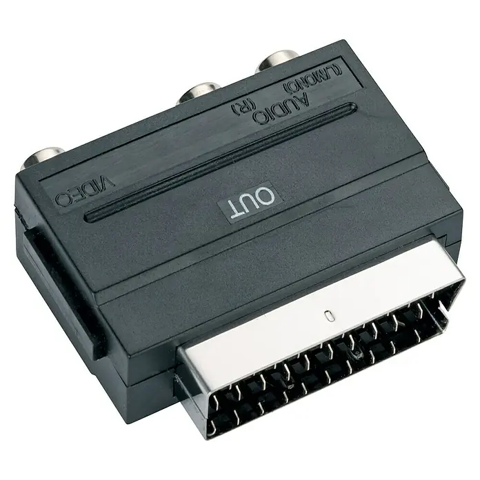 Schwaiger Video-AV-Adapter OUT - 1 x Scart-Stecker, 3 x Cinch-Kupplung - SCART-Adapter mit Video- und Audioausgängen für vielseitige Anschlussmöglichkeiten. Ideal zum Verbinden älterer Geräte mit modernen Displays.