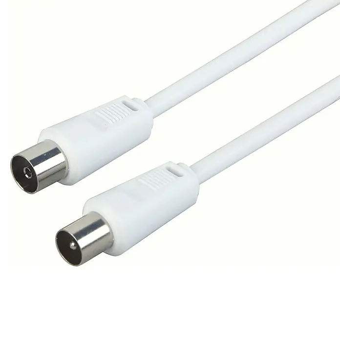 Schwaiger Koaxialkabel - 1,5 m, Weiß, Schirmungsmaß: 75 dB, IEC-Stecker, IEC-Buchse - Weißes Koaxialkabel mit F-Steckern für TV- und Radioverbindungen, ideal für klare Signalübertragung.