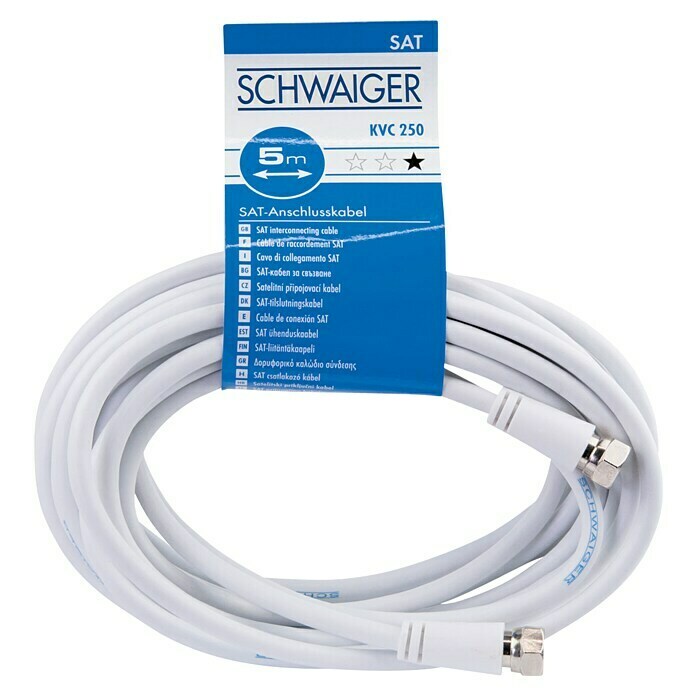 Schwaiger SAT-Anschlusskabel (5 m, Weiß, 90 dB)