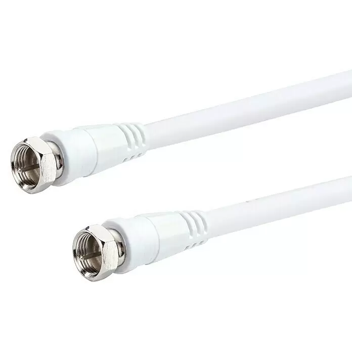 Schwaiger SAT-Anschlusskabel - 3 m, Weiß, 90 dB, 2-fach geschirmt - Detailaufnahme