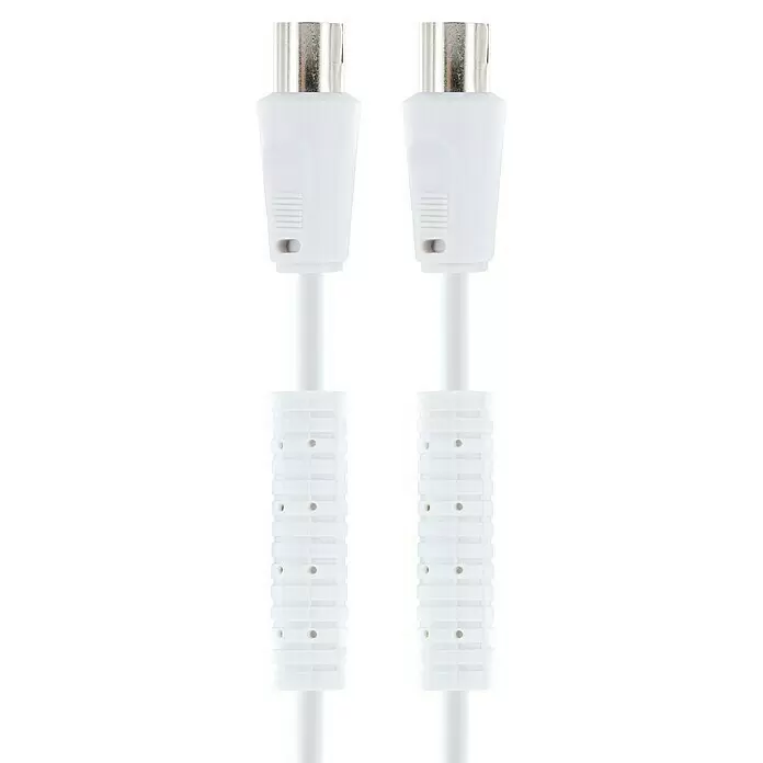 Schwaiger Antennen-Anschlusskabel - 5 m, Weiß, 90 dB - Weißes MIDI-Kabel mit 5-poligen DIN-Anschlüssen für Audiogeräte.