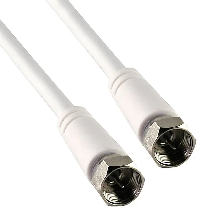 Schwaiger Koaxialkabel - 3 m, Weiß, Schirmungsmaß: 75 dB, F-Stecker - Weißes Koaxialkabel mit F-Steckern an beiden Enden, ideal für TV- und Satellitenanschlüsse.