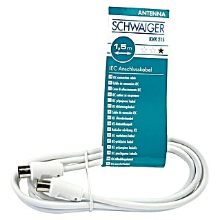 Schwaiger Antennen-Anschlusskabel (1,5 m, Weiß, 75 dB, IEC-Stecker, IEC-Buchse)