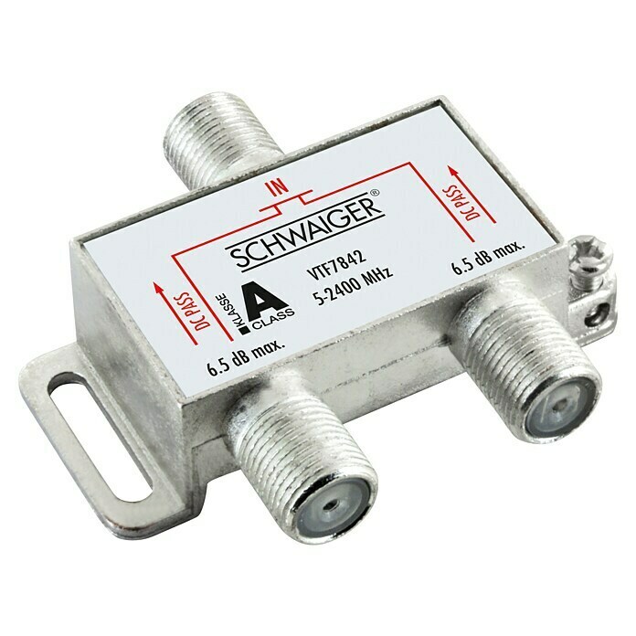 Schwaiger Verteiler (2-fach, F-Buchse, 5 - 2.400 MHz, 6,5 dB