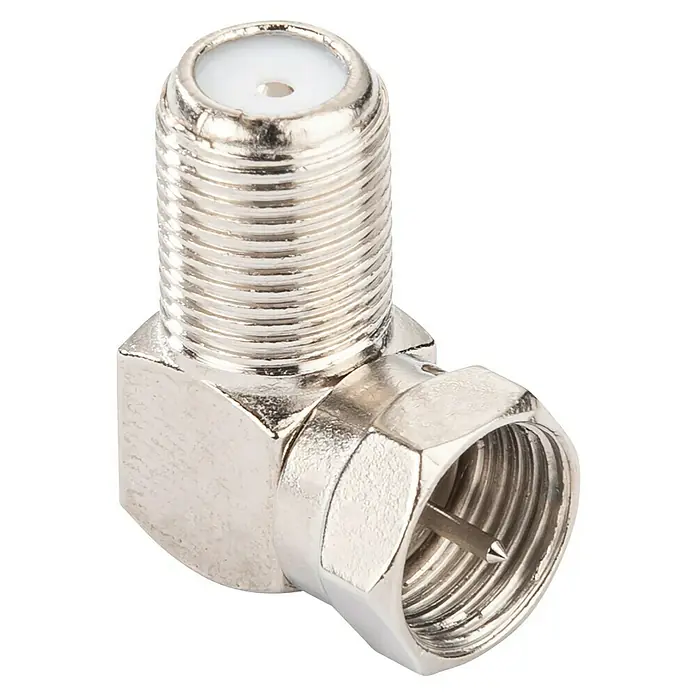 Schwaiger Winkeladapter - F-Stecker, 90 ° gewinkelt, Geeignet für: Koax-Kabel - 90-Grad-Koaxialkabelverbinder, auch bekannt als F-Stecker, für den Anschluss von Antennenkabeln.