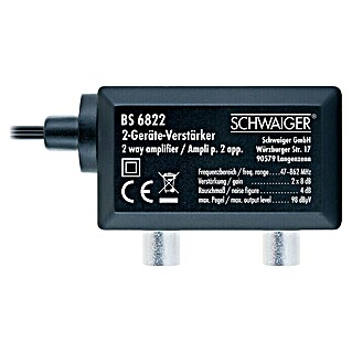 Schwaiger Versterker voor twee apparaten (47 - 862 MHz, 2 x 8 dB, Kabellengte: 1,5 m)