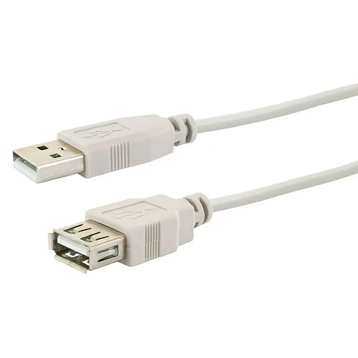Schwaiger USB-Verlängerungskabel 2.0 - Länge: 2 m, USB-A-Buchse, Hellgrau - Weißes USB-A Stecker auf USB-A Buchse Verlängerungskabel zum Anschluss von USB-Geräten.