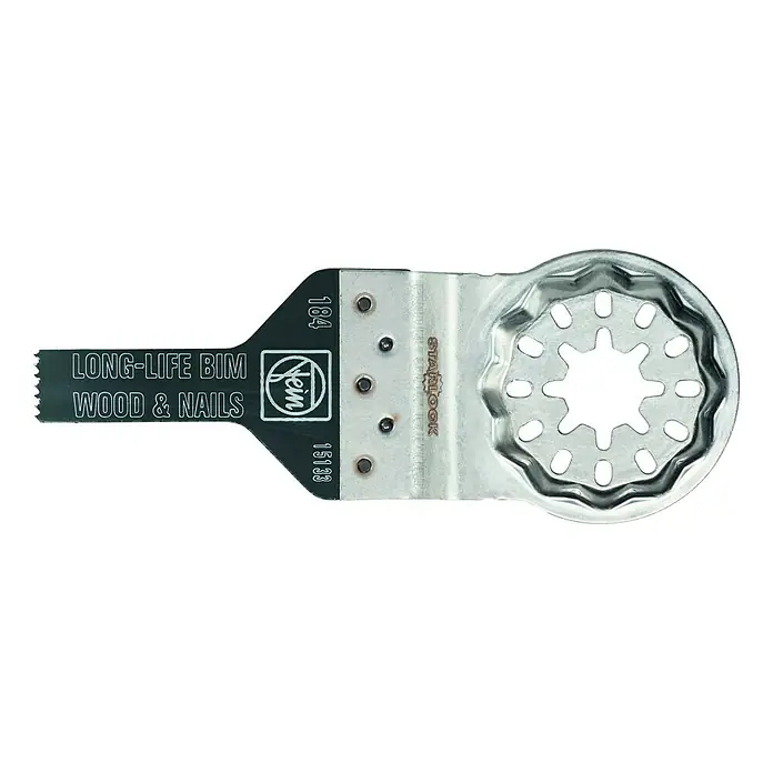 Fein Starlock Hoja de sierra Long-Life - 30 x 10 mm, 1 ud. - Hoja de sierra oscilante bimetálica plateada y negra para madera y clavos, con montaje Starlock.