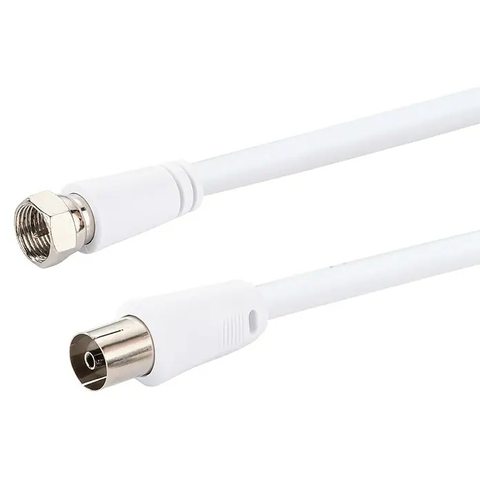 Schwaiger Adapterkabel SAT/Antenne - F-Stecker, IEC-Buchse, Weiß, 75 dB - Hochwertiges, weißes Koaxialkabel mit F-Stecker und Antennenstecker für optimale Signalübertragung.