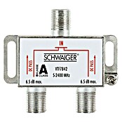 Schwaiger Verdeler (2 standen, F-connector, 5 - 2.250 MHz, 6,5 dB)