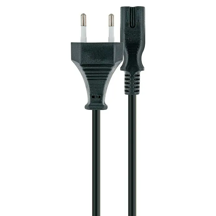 Schwaiger Netzkabel - Schwarz, 1 x Kaltgerätebuchse - Ein schwarzes Stromkabel mit Eurostecker und Kaltgerätestecker, ideal für elektronische Geräte mit Stromanschluss.