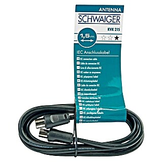 Schwaiger Antenne-aansluitkabel (1,5 m, Zwart, 75 dB, IEC-stekker, IEC-aansluiting)