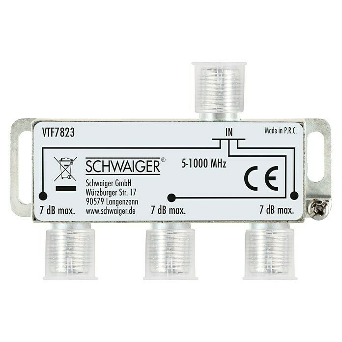 Schwaiger Verdeler (3 standen, F-connector, 5 - 1.000 MHz, 7 dB)