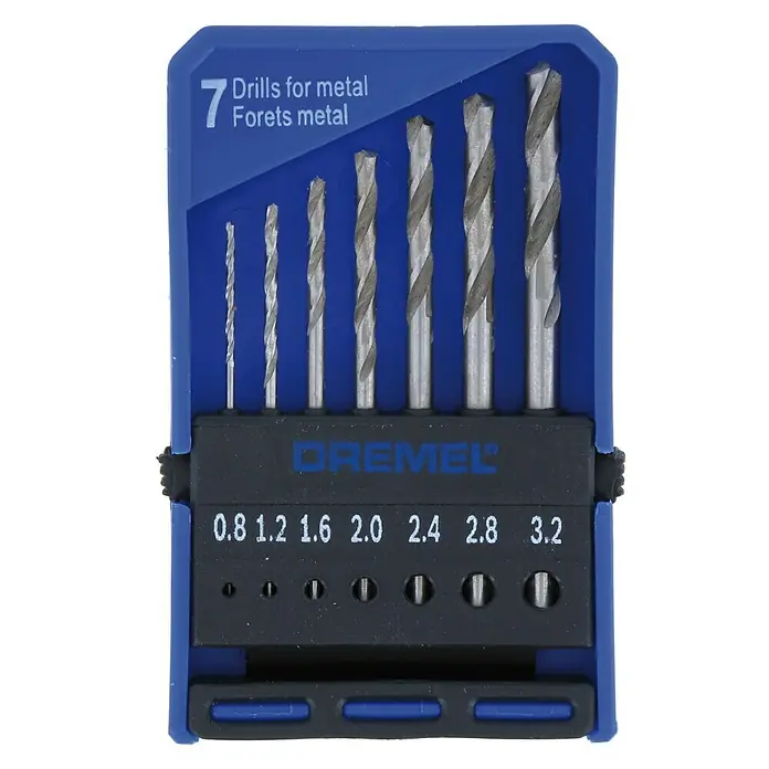 Dremel Bohrer-Set 628 - Durchmesser Bohrer: 3,2 mm - DREMEL Metallbohrer-Set mit 7 Bohrern in verschiedenen Größen, übersichtlich in blau-schwarzer Box sortiert.