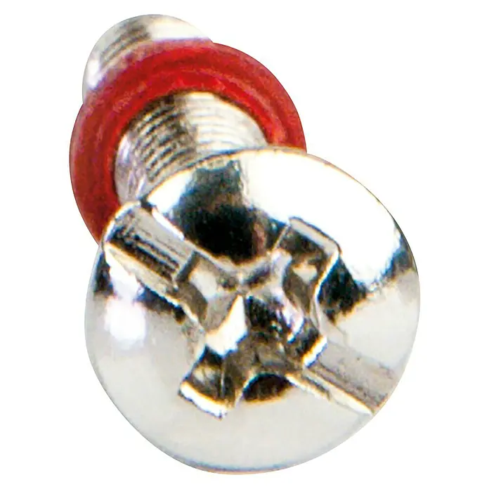 Schwaiger Antennenabdeckung - Weiß, 3-fach, Kunststoff - Nahaufnahme einer Schraube mit rotem Dichtungsring, die Details und Beschaffenheit hervorhebt.