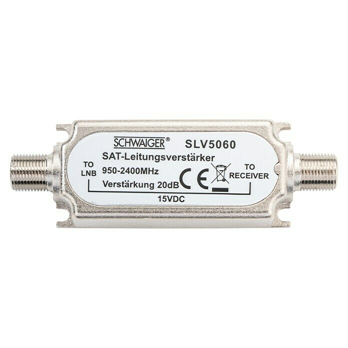 Schwaiger SAT-ZF-Leitungsverstärker SLV5060 531 (F-Buchse, Frequenz: 950 - 2.400 MHz, Spannungsversorgung: 500 mA)