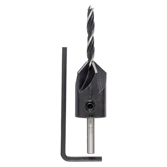 Craftomat Holzbohrer mit Senker - Durchmesser: 4 mm - Forstnerbohrer mit Sechskantschlüssel. Ideal zum Bohren von präzisen und sauberen Löchern in Holz.