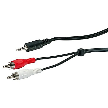 Schwaiger Adapterkabel (1,5 m, 2 x Cinch-Stecker, 1 x Klinkenkupplung 3,5 mm, Schwarz, Weiß/Rot)