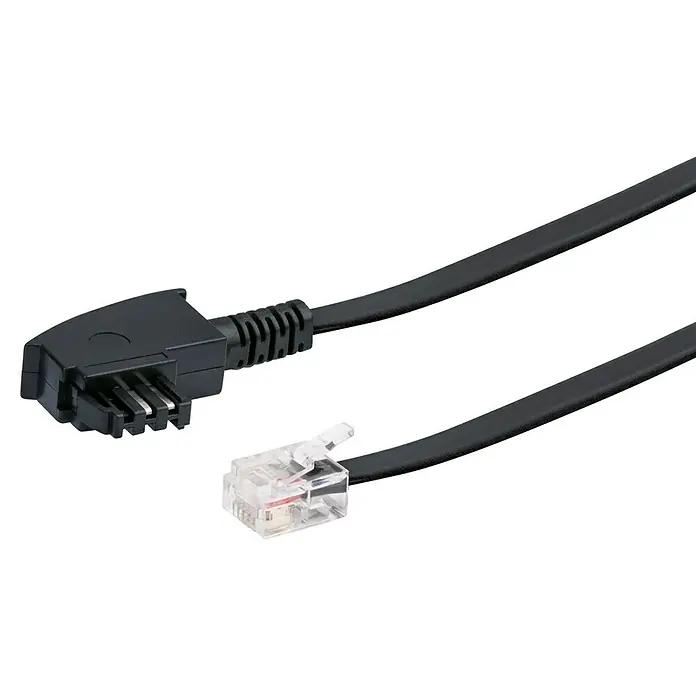 Schwaiger DSL-Anschlusskabel - 3 m, TAE-F-Stecker - Schwarzes Telefonkabel mit TAE F-Stecker und RJ11-Stecker. Für eine stabile und sichere Verbindung beim Telefonieren.